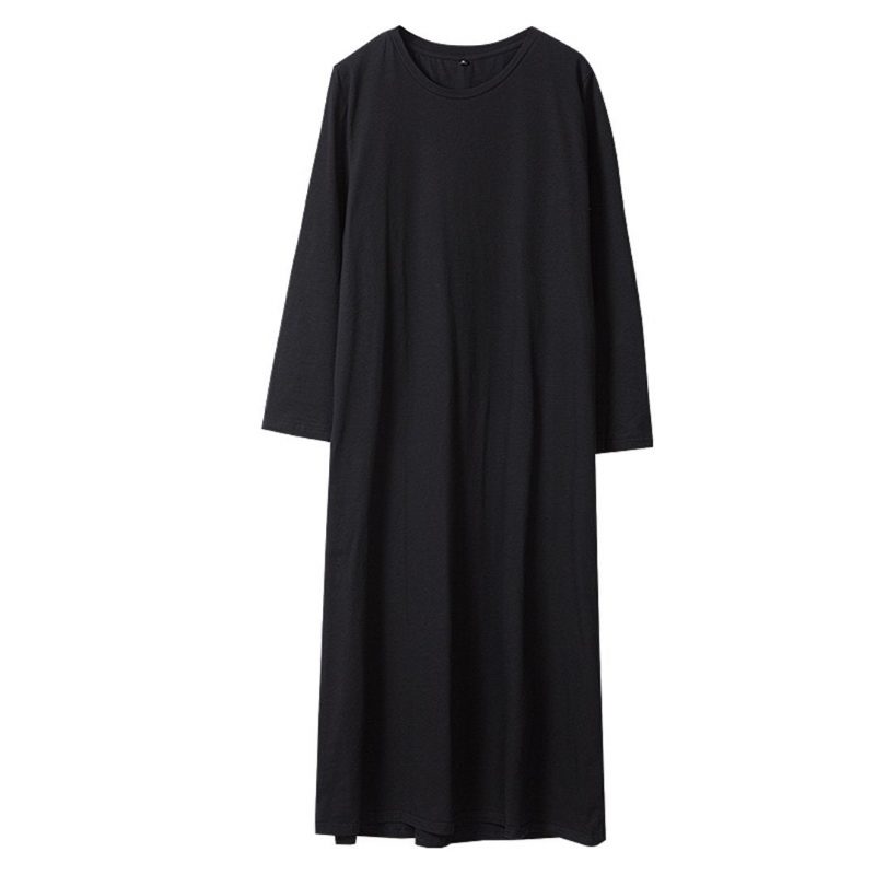 Einfaches Essentielles Baumwoll-langarmkleid Für Damen