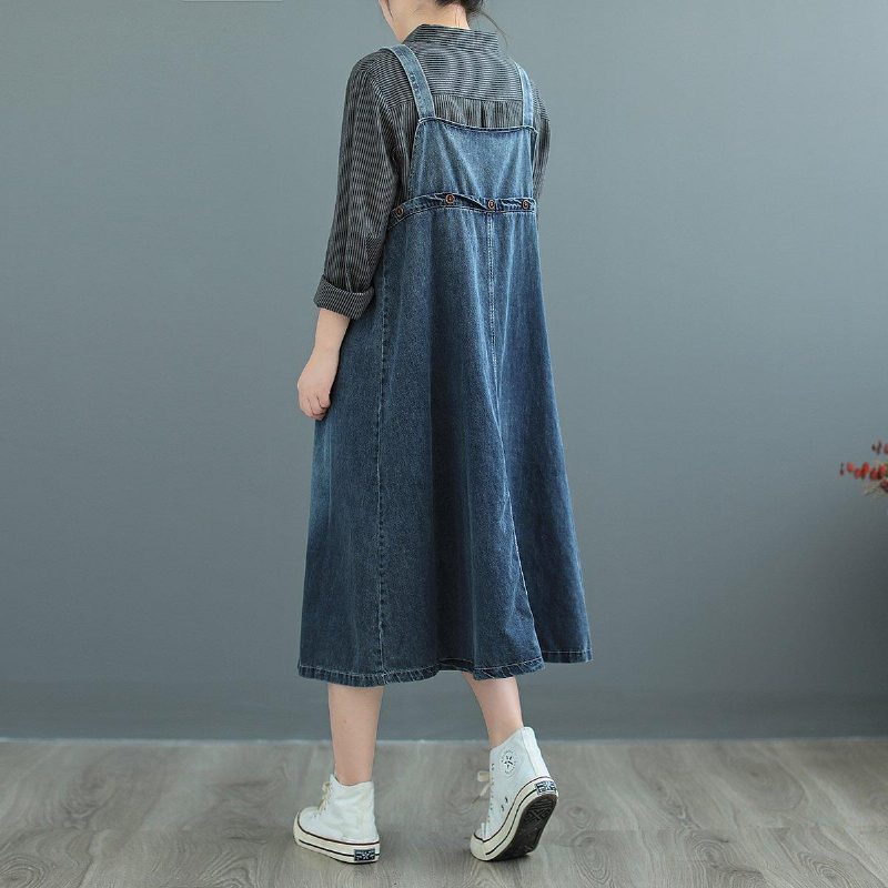 Hosenträgerkleid In Übergröße Mit Lockeren Denim-trägern