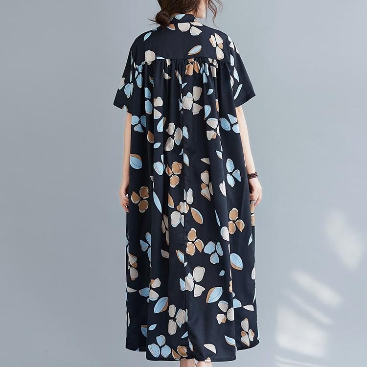 Kurzärmliges Langes Hemdkleid Mit Print Für Damen In Übergröße