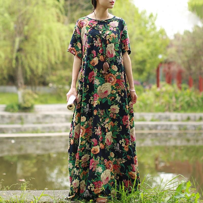 Kurzärmliges Sommerkleid Mit Blumenmuster Für Damen