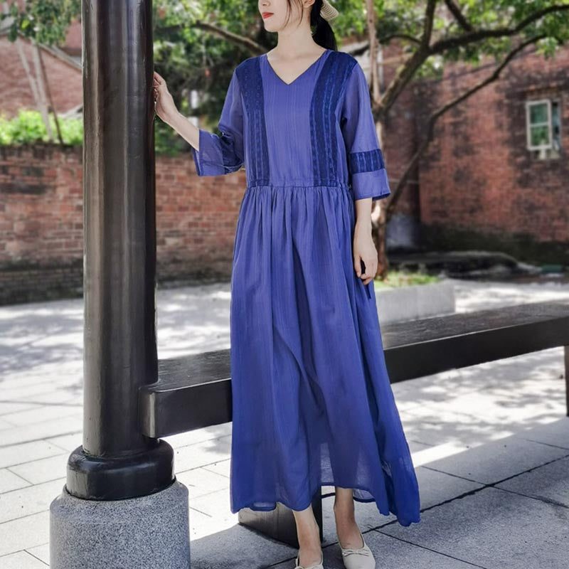 Lässiges Frühlings Und Sommerkleid Aus Glatter Baumwolle Im Vintage-stil