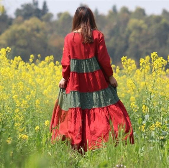 Lockeres Kleid Im Retro-nationalstil