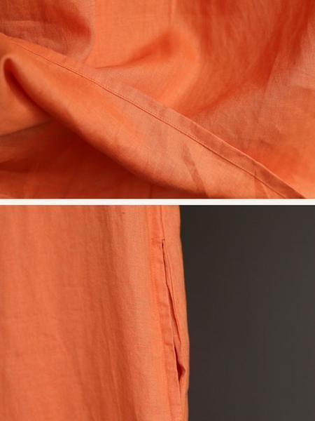 Loses Leinen Distressed Lässiges Rotes Kleid Für Frauen