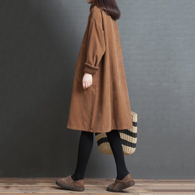 Oversize-herbst-winter-strickkleid Aus Cord