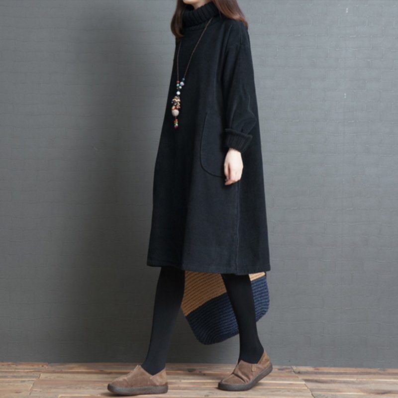 Oversize-herbst-winter-strickkleid Aus Cord