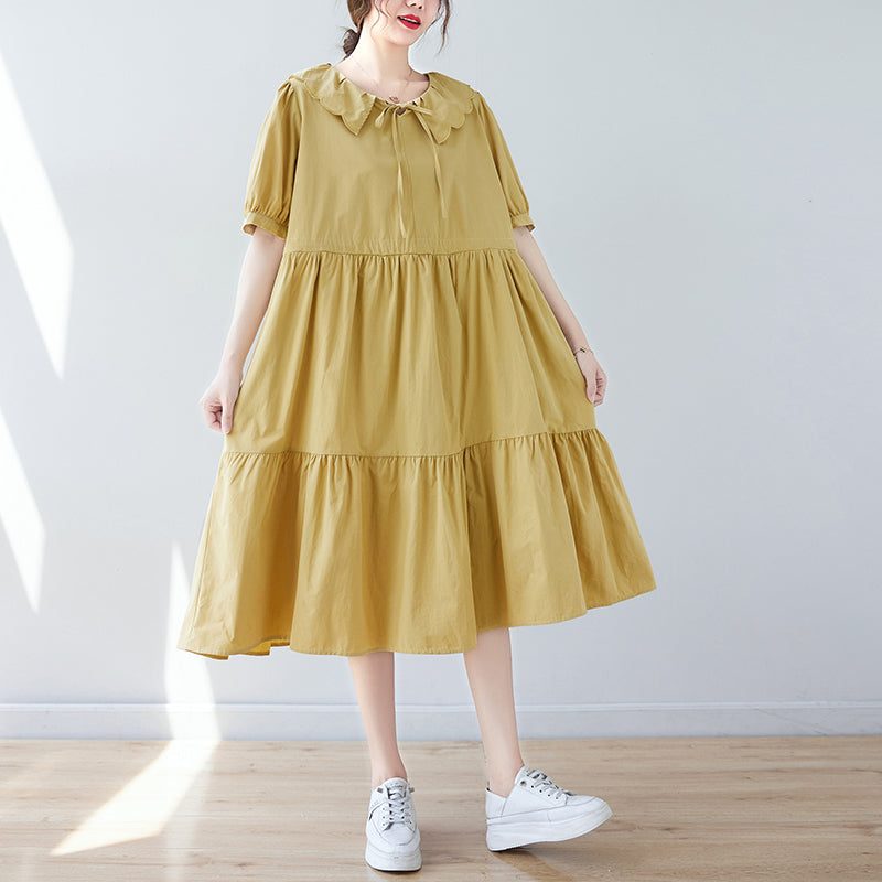 Plus Size Sommerkleid Mit Lockerer Schnürung Aus Baumwolle