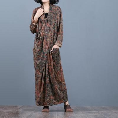 Retro-brust-cross-slim-dünnes Langarmkleid Für Frauen