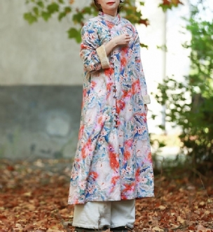 Winterloses Baumwollkleid Mit Blumenmuster Und Vintage-print