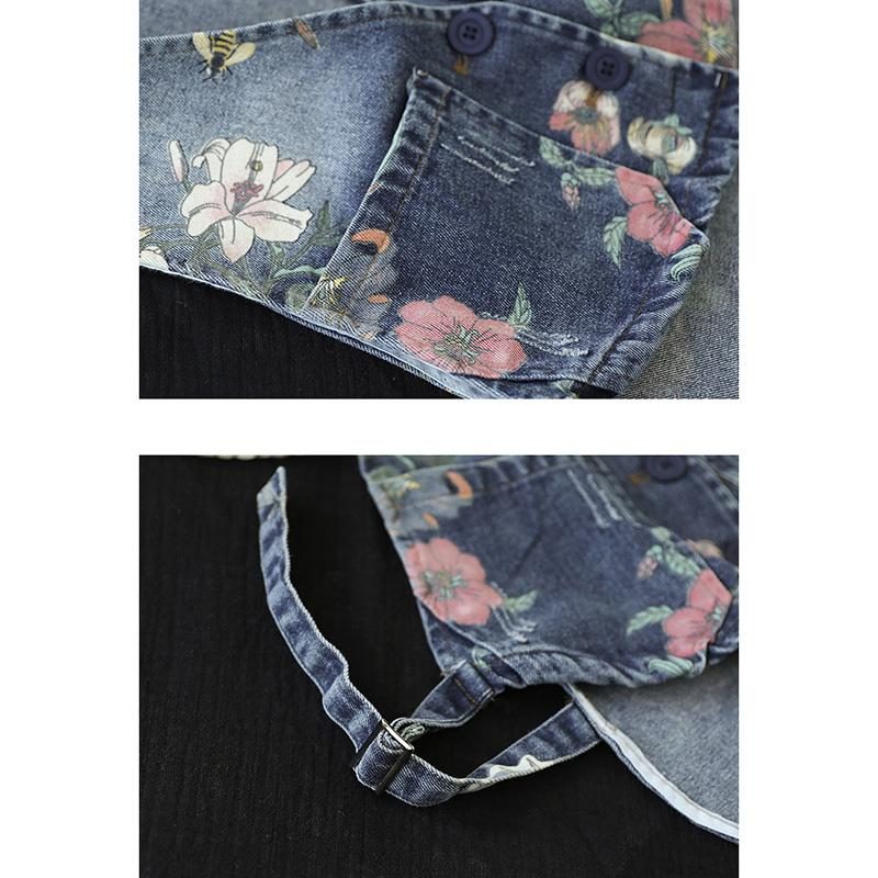 Jeansweste Mit Retro-print Für Damen