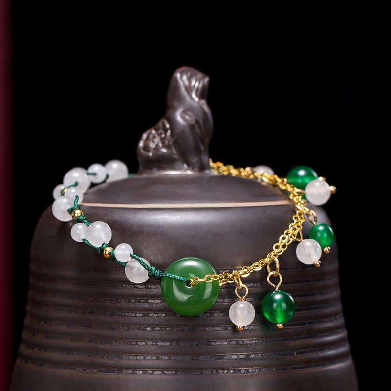 Armband Mit Grüner Chalcedon-glasur Im Retro-ethno-stil