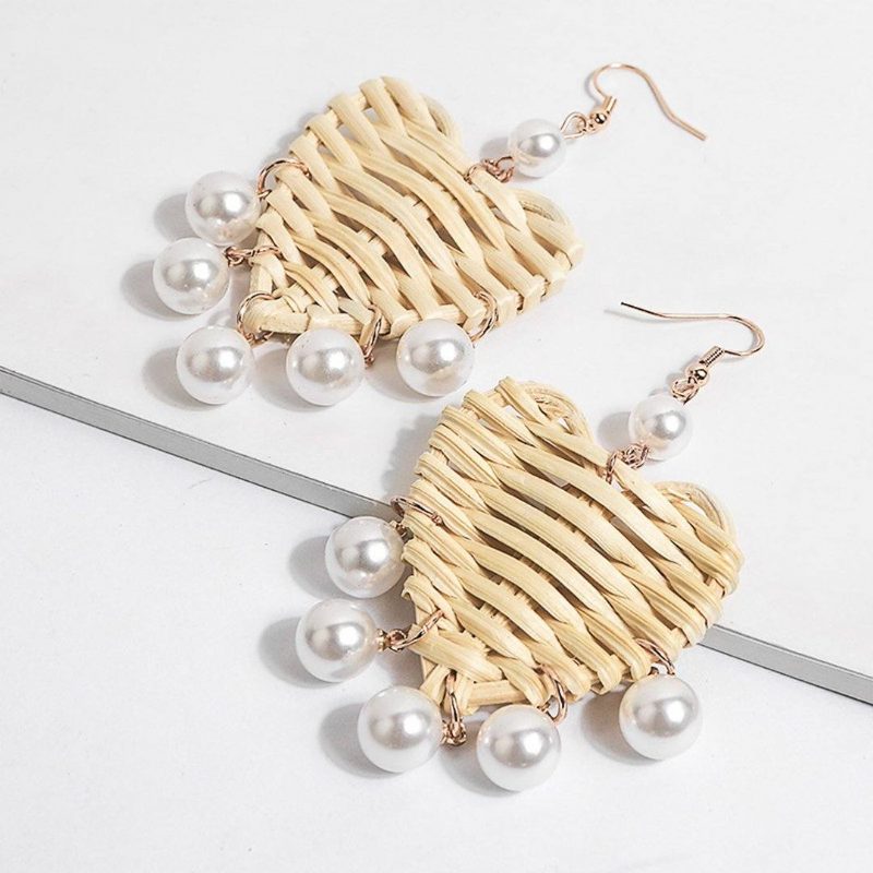 Natural Rattan Handmade Woven Shell Ohrringe Schmuck