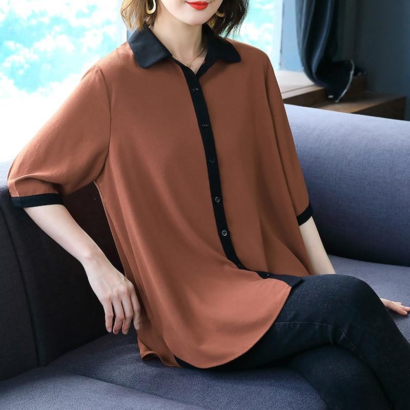 Chic Loose Simple Solid High Low Long Sleeve Plus Size Shirt