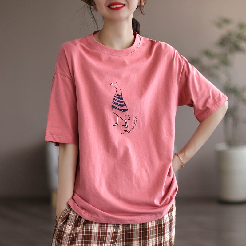 Frauen-sommer-art Und Weisebaumwollgestricktes T-shirt