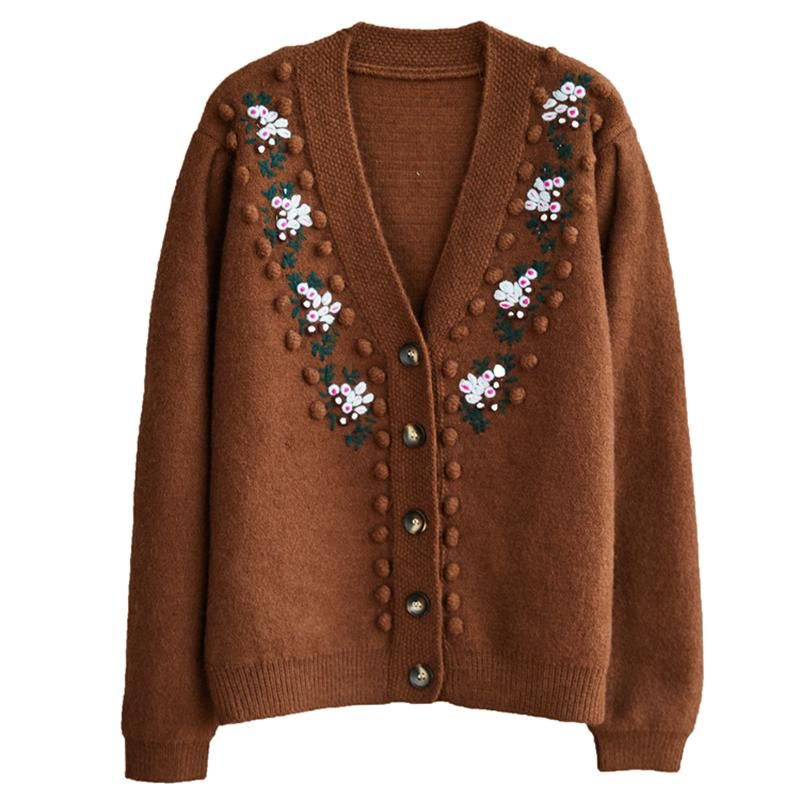 Handgemachte Gestrickte Strickjacke Im Vintage-stil