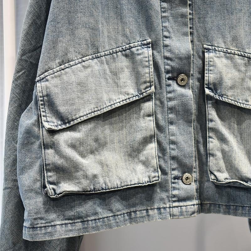 Harajuku-mantel Retro-denim-strickjacke