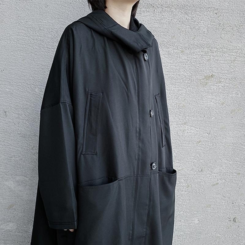 Langer Trenchcoat Mit Kapuze Und Lockerem Trenchcoat