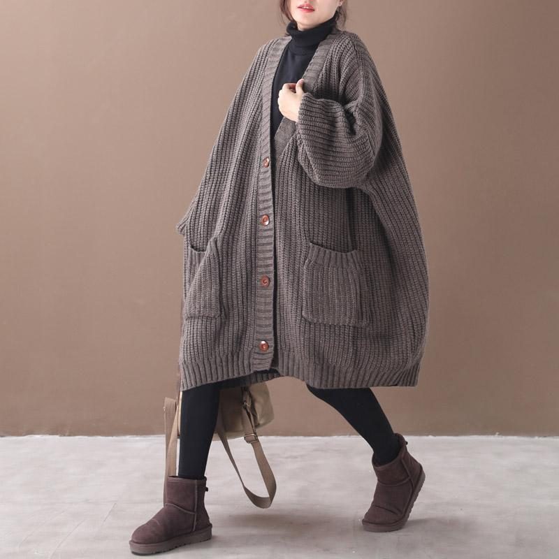 Lockere Lässige Mittellange Dicke Strickjacke Für Damen