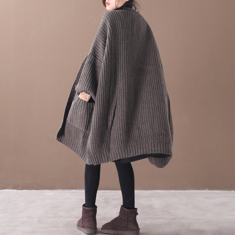 Lockere Lässige Mittellange Dicke Strickjacke Für Damen