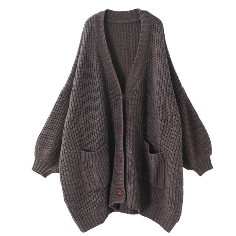 Lockere Lässige Mittellange Dicke Strickjacke Für Damen