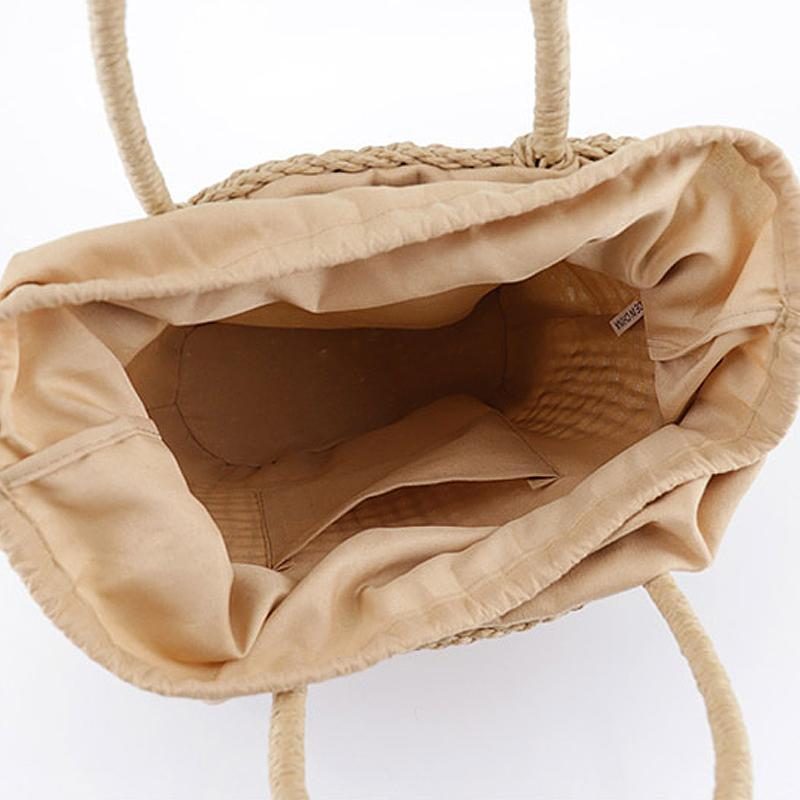 Casual Straw Solid Vertical Square Tote Damentasche