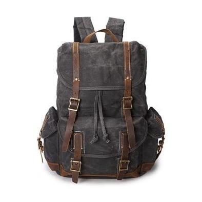 Handgefertigter Reiserucksack Aus Gewachstem Canvas-leder Schulrucksack Cooler Wanderrucksack