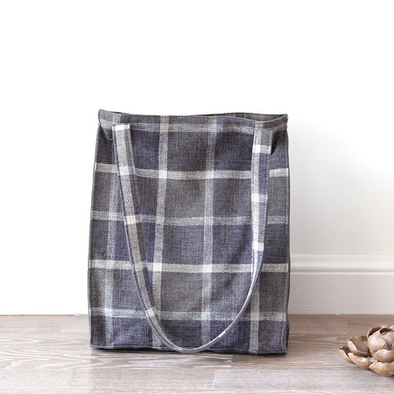 Lässige Schultertasche Aus Vintage-baumwoll-leinen-plaid