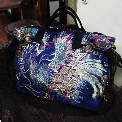 Nationale Retro-stickerei-blumen-phoenix-handtaschen-tasche