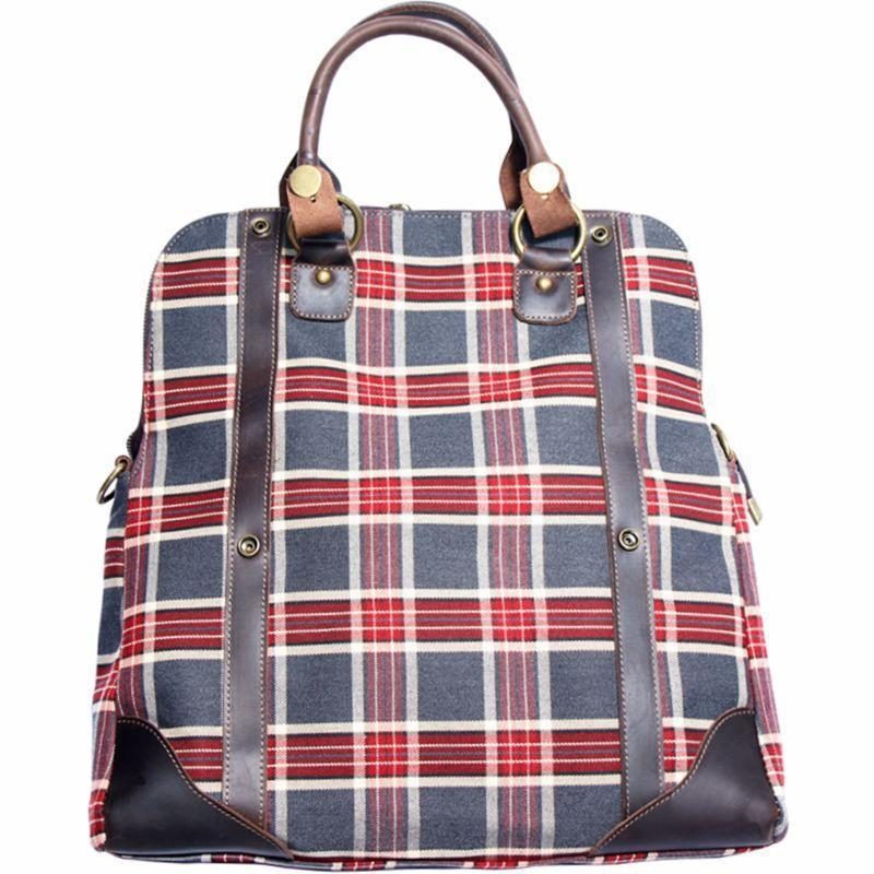 Spring Plaid Schultertasche Canvas Handtasche Freizeittasche Mit Mehreren Taschen